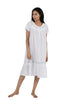 100% Cotton Short Sleeve Embroidered Gown - La Cera