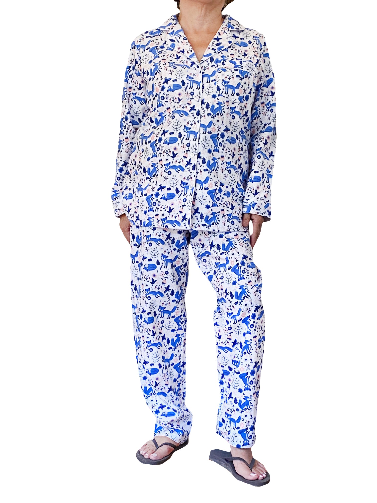 Blue Fox Flannel Pajama Set La Cera