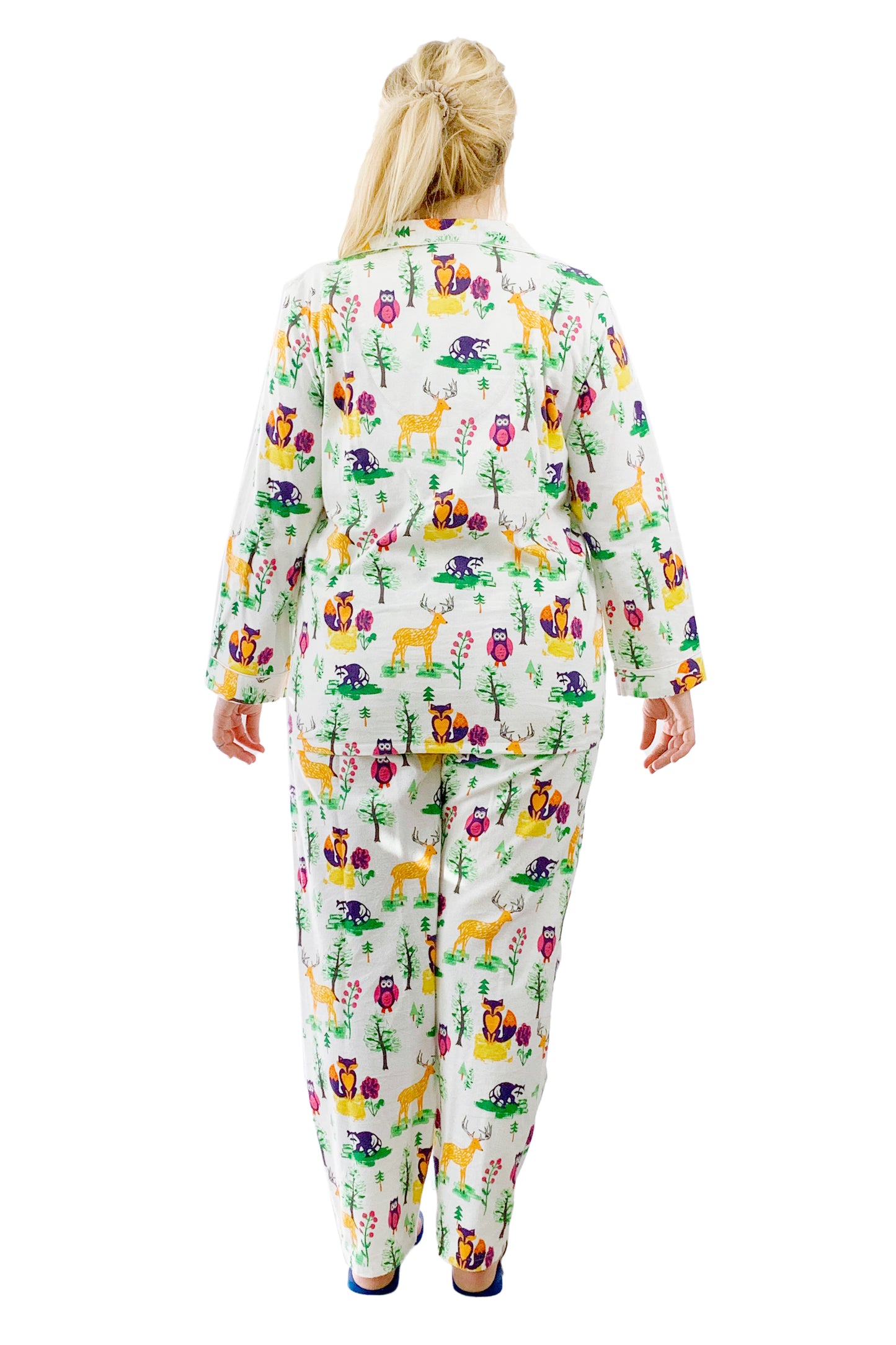 Plus Size Forest Animal Flannel Pajama Set