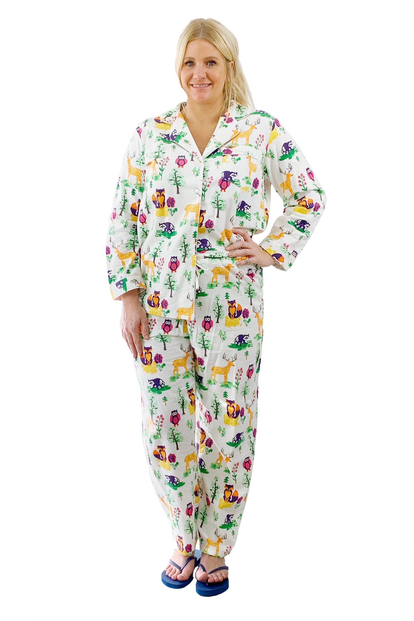 Plus Size Forest Animal Flannel Pajama Set