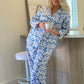 Conjunto de pijama de franela de zorro azul talla grande