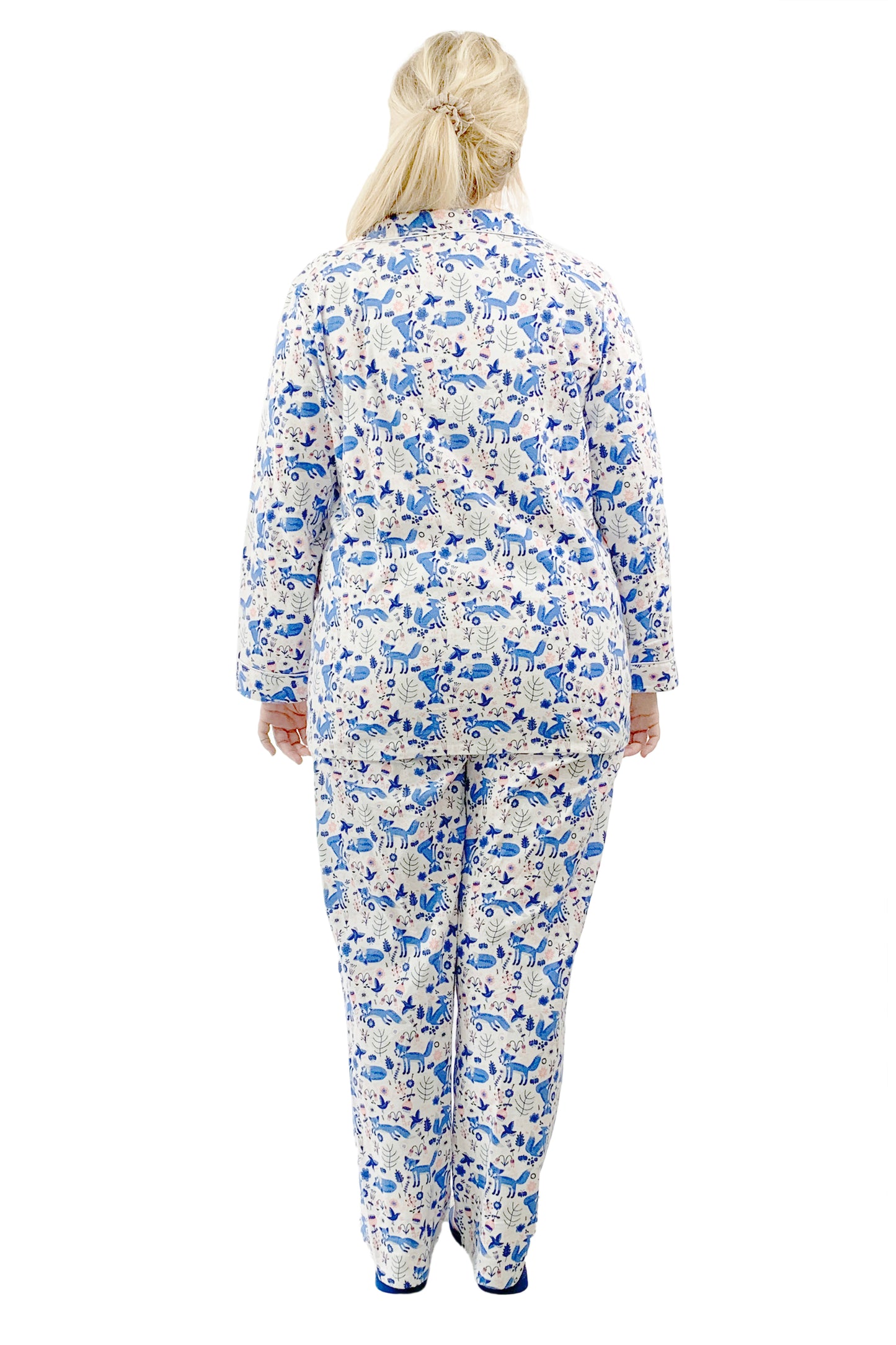 Conjunto de pijama de franela de zorro azul talla grande