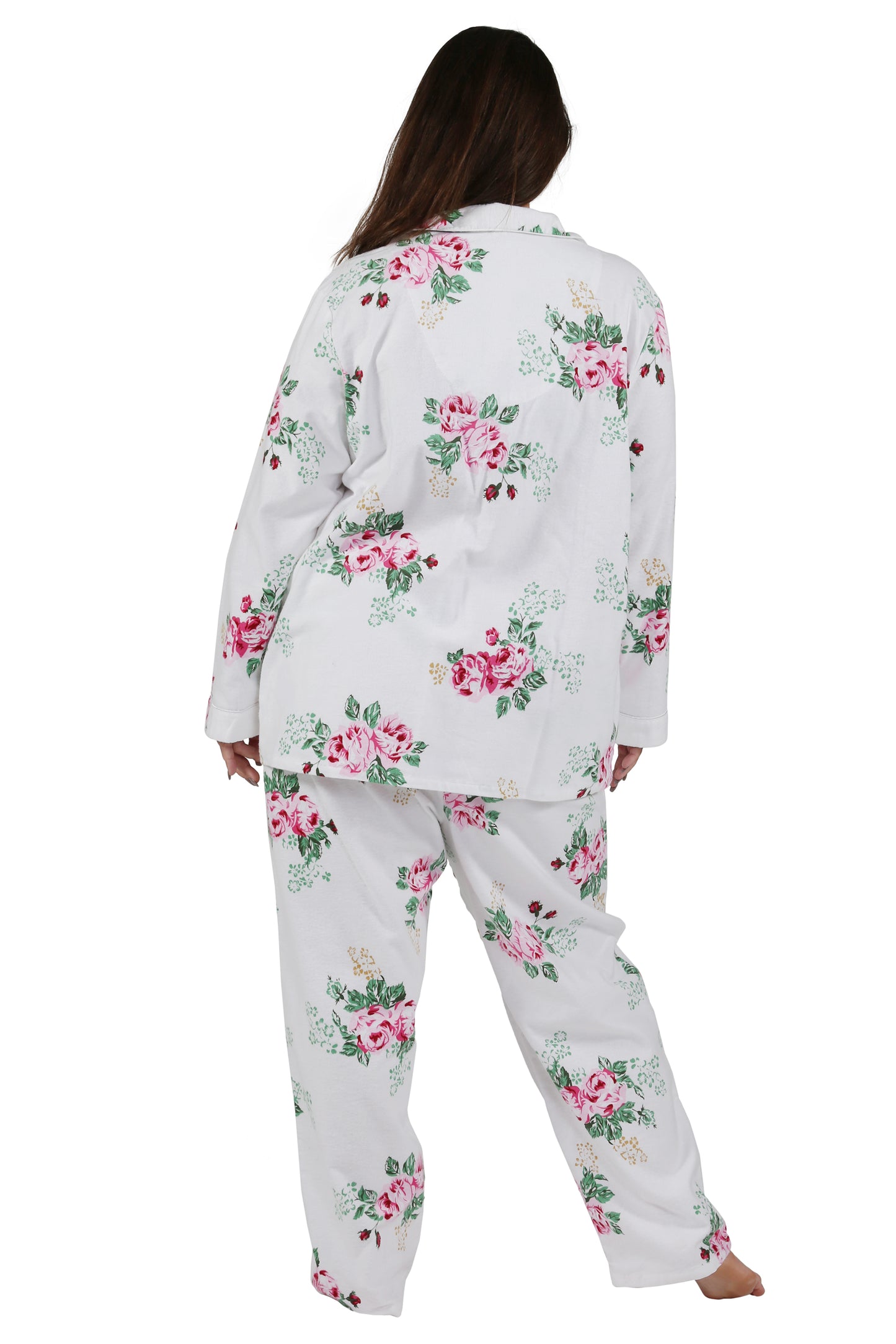 Plus Size Flannel Print Pajama Set - La Cera