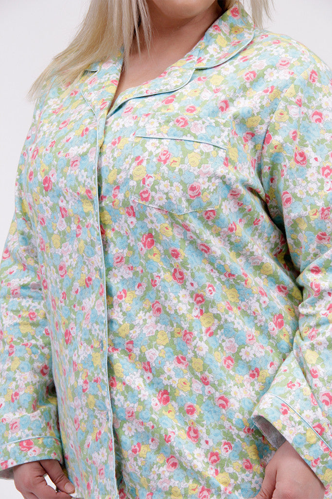 La Cera Plus Size Floral Flannel PJ Set - La Cera - 2