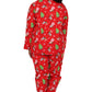 Conjunto de pijama de talla grande con estampado de reno rojo de franela