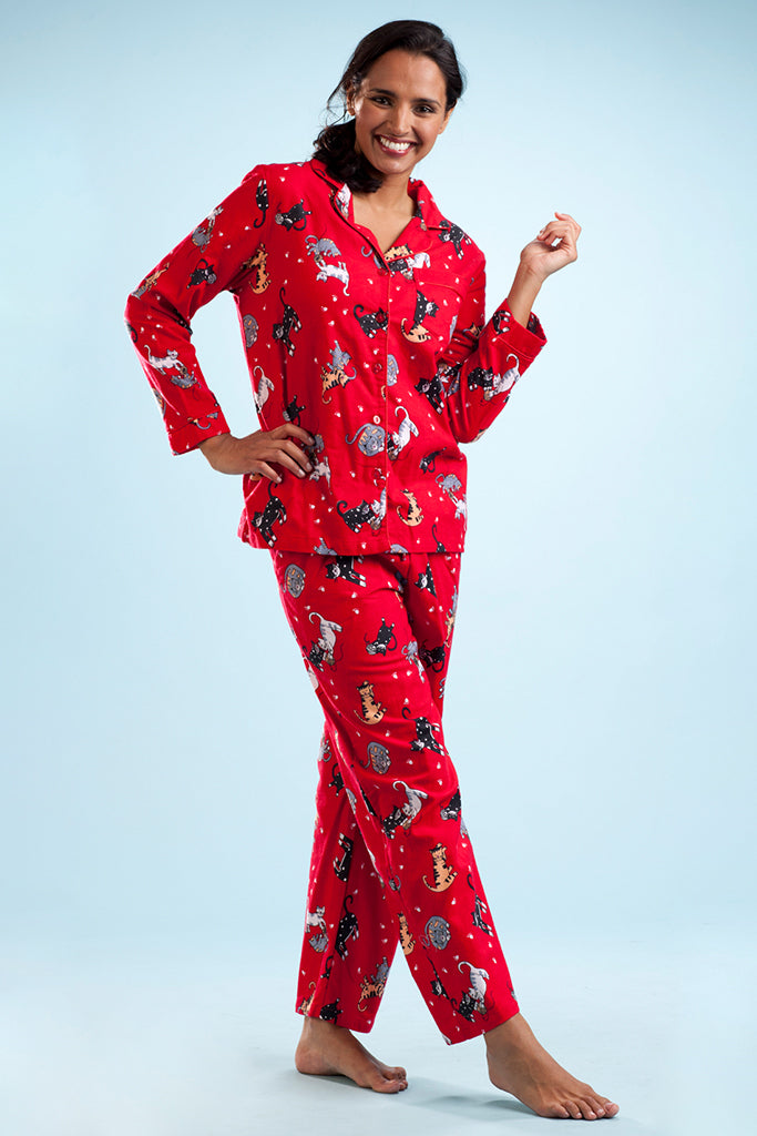 Cat print hotsell pajama set