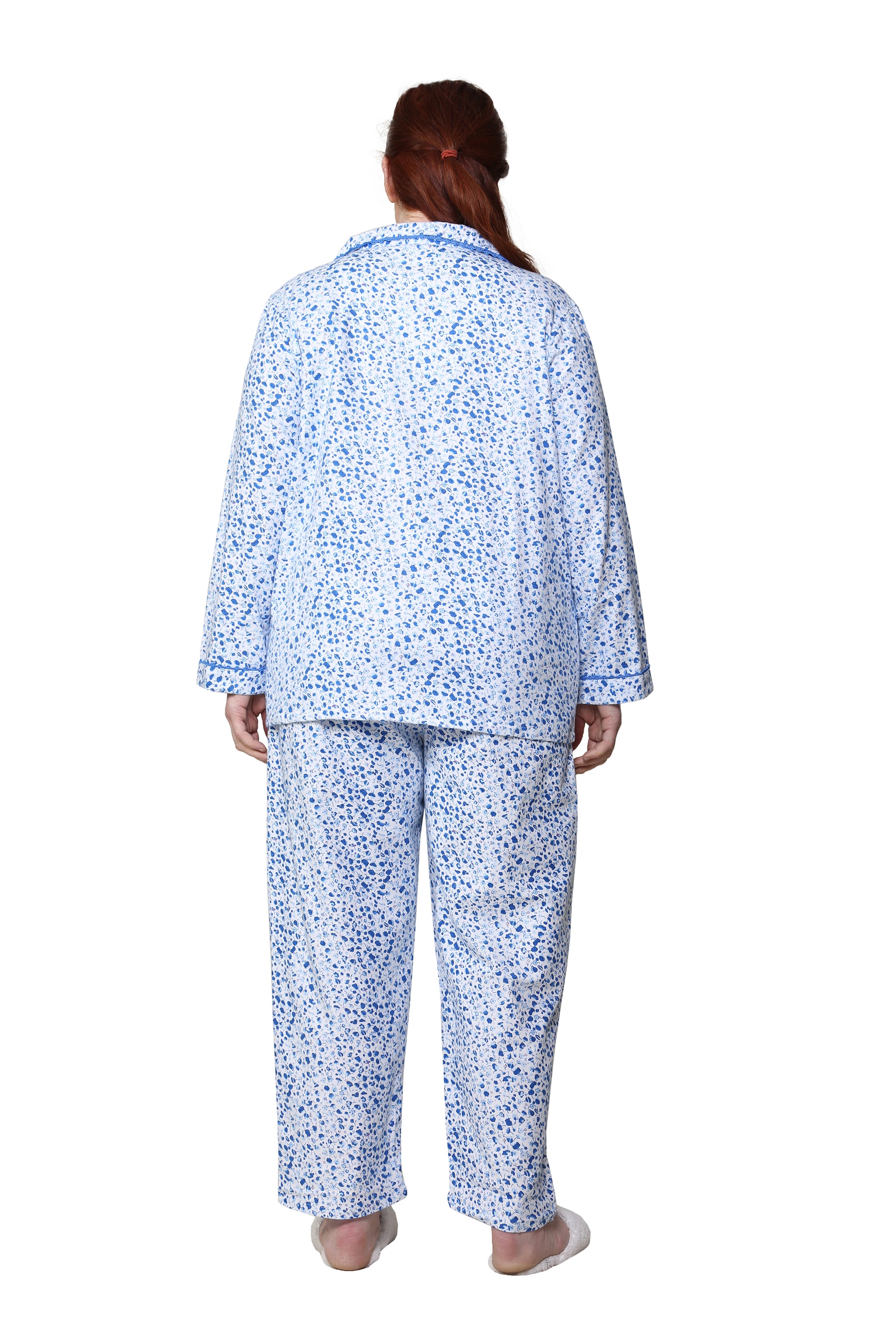 Plus Size Flannel Long Sleeve Pajama Set - La Cera