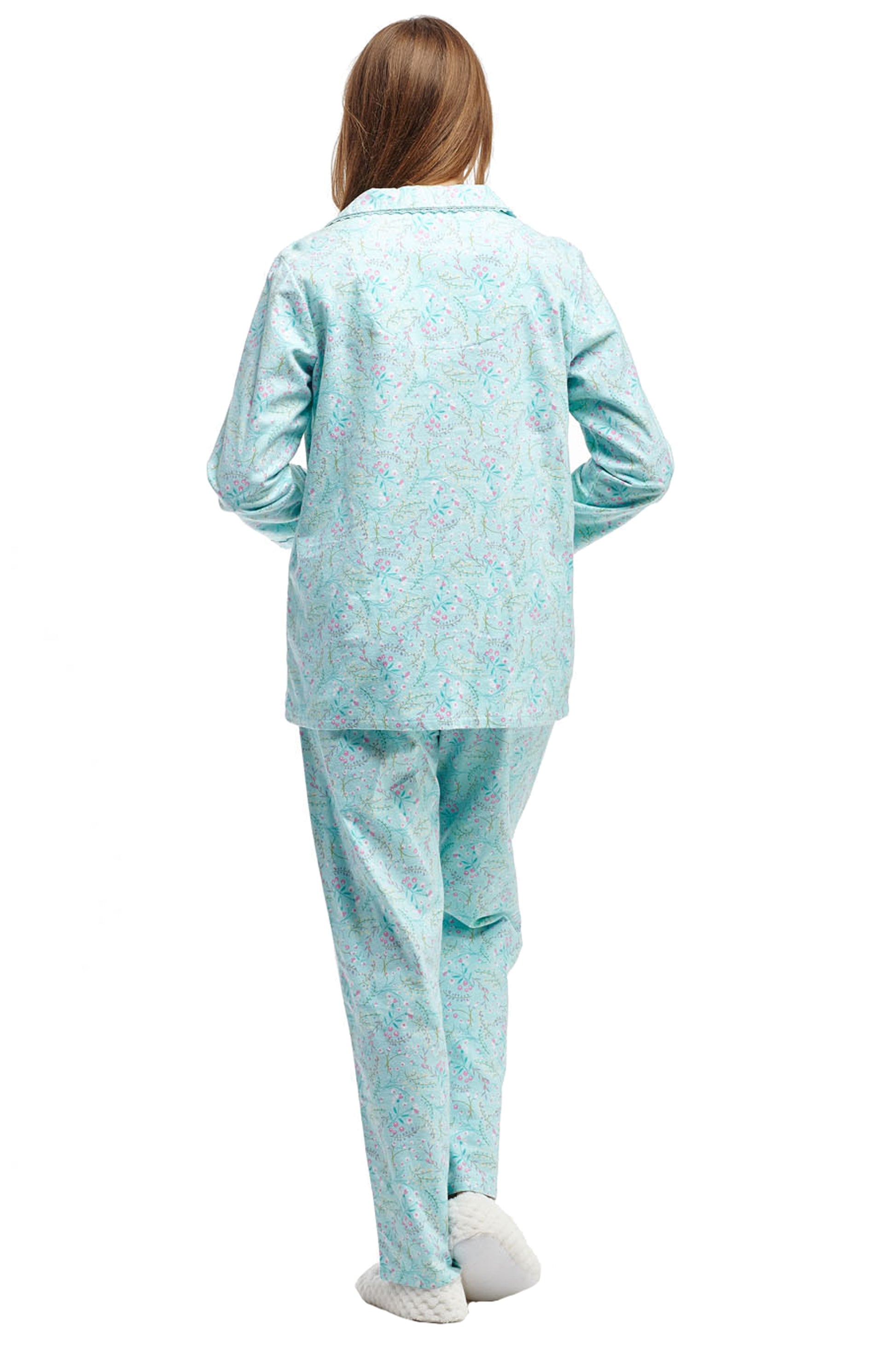 Wispy Floral Flannel Pajama Set - La Cera