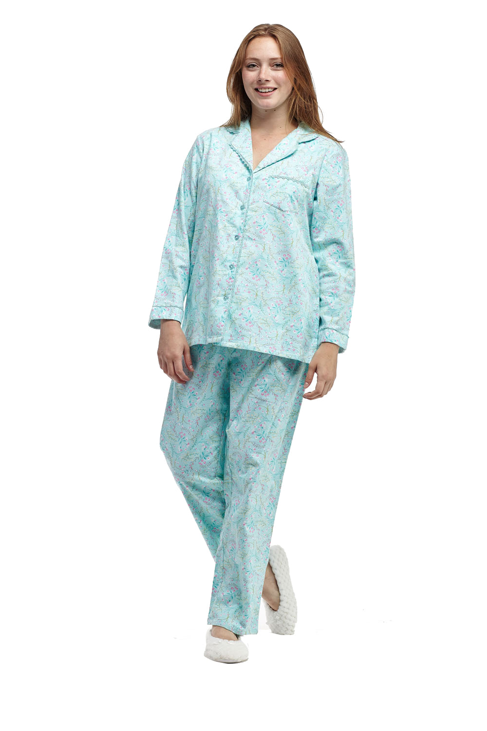 Wispy Floral Flannel Pajama Set - La Cera