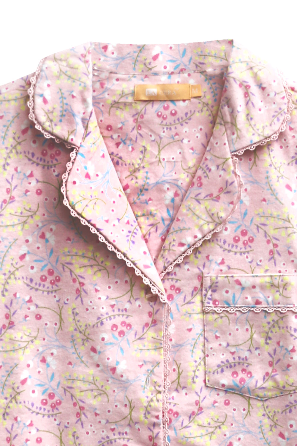 Plus Size Wispy Floral Long Flannel Pajama Set - La Cera