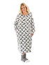 Plus Size Whimsical Skunk Flannel Henley Night Shirt - La Cera