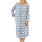 La Cera Plus Size Blue Fox Flannel Henley Night Shirt - La Cera