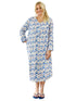 La Cera Plus Size Blue Fox Flannel Henley Night Shirt - La Cera