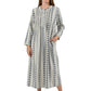 Printed Flannel Nightgown With Release Pleats - La Cera
