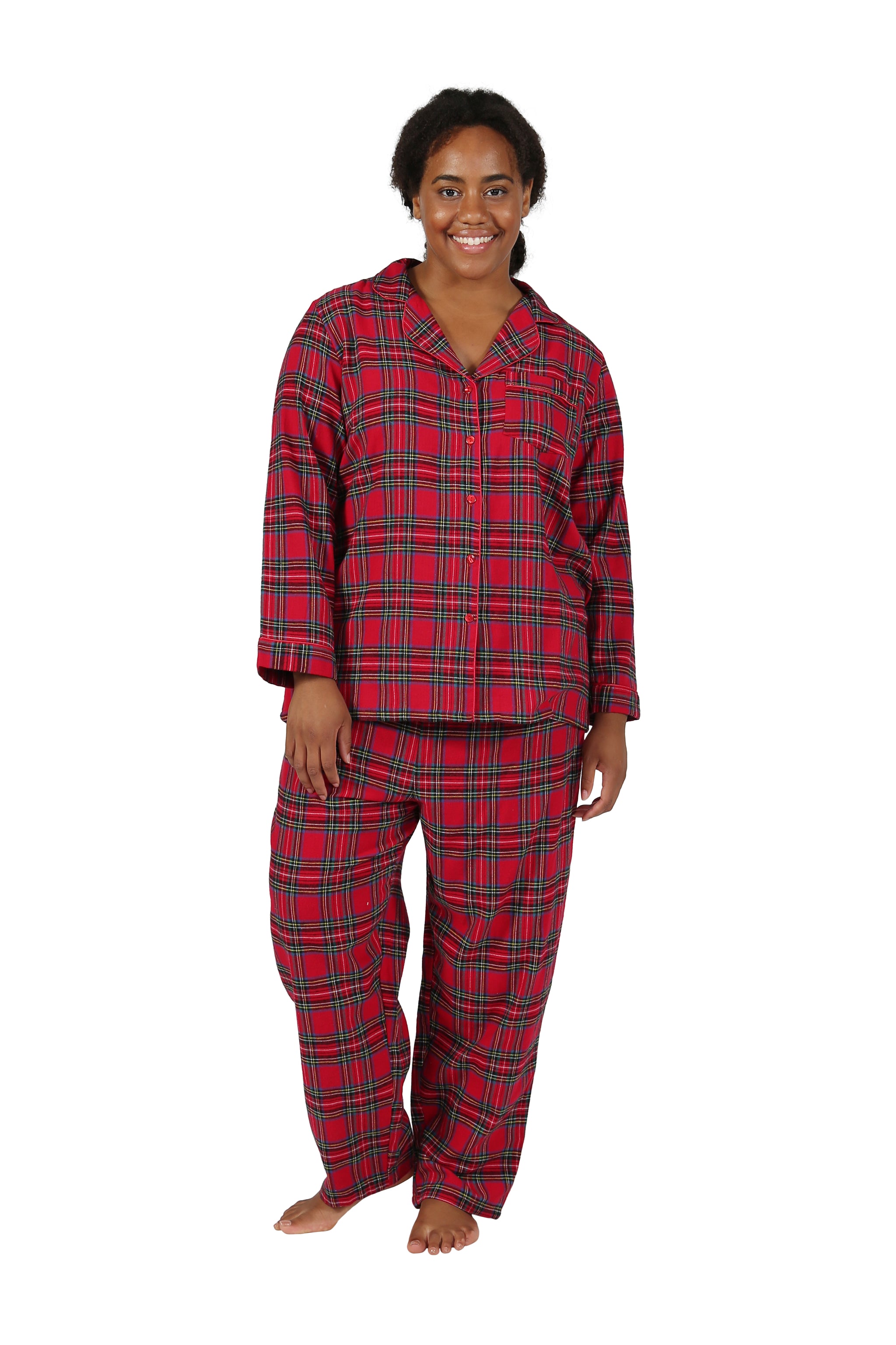 Red Plaid Plaid Plus Size Pajamas Plus Size 100% Cotton Yarn Dyed
