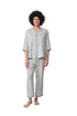 La Cera 3/4 Sleeve Pleat Front Capri Pajama Set - La Cera