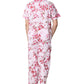 La Cera Cherry Blossom Floral Cotton Pajama Set - La Cera
