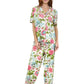 La Cera Short Sleeve English Garden Print Cotton Pajama Set - La Cera