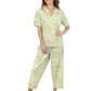 La Cera Short Sleeve Lime Floral Cotton Pajama Set - La Cera