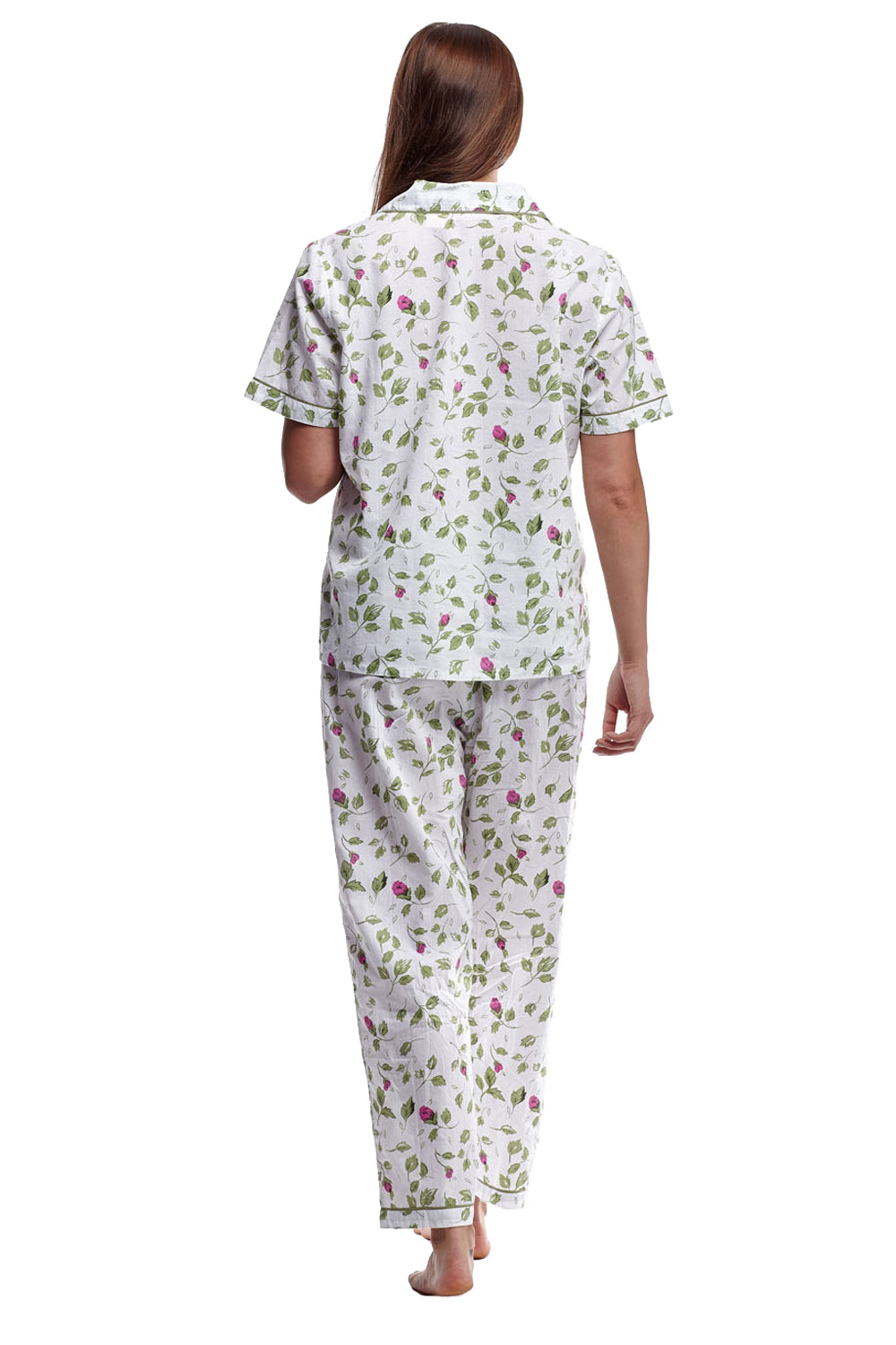 Mint Floral Print Plus Size Pajamas - La Cera