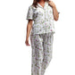 Mint Floral Print Plus Size Pajamas - La Cera