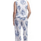 100% Cotton PJs-  Blue and White Floral Print - La Cera