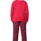 Cotton Knit Top With Flannel Pajama Set - Plus Size - La Cera