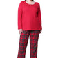 Cotton Knit Top With Flannel Pajama Set - Plus Size - La Cera