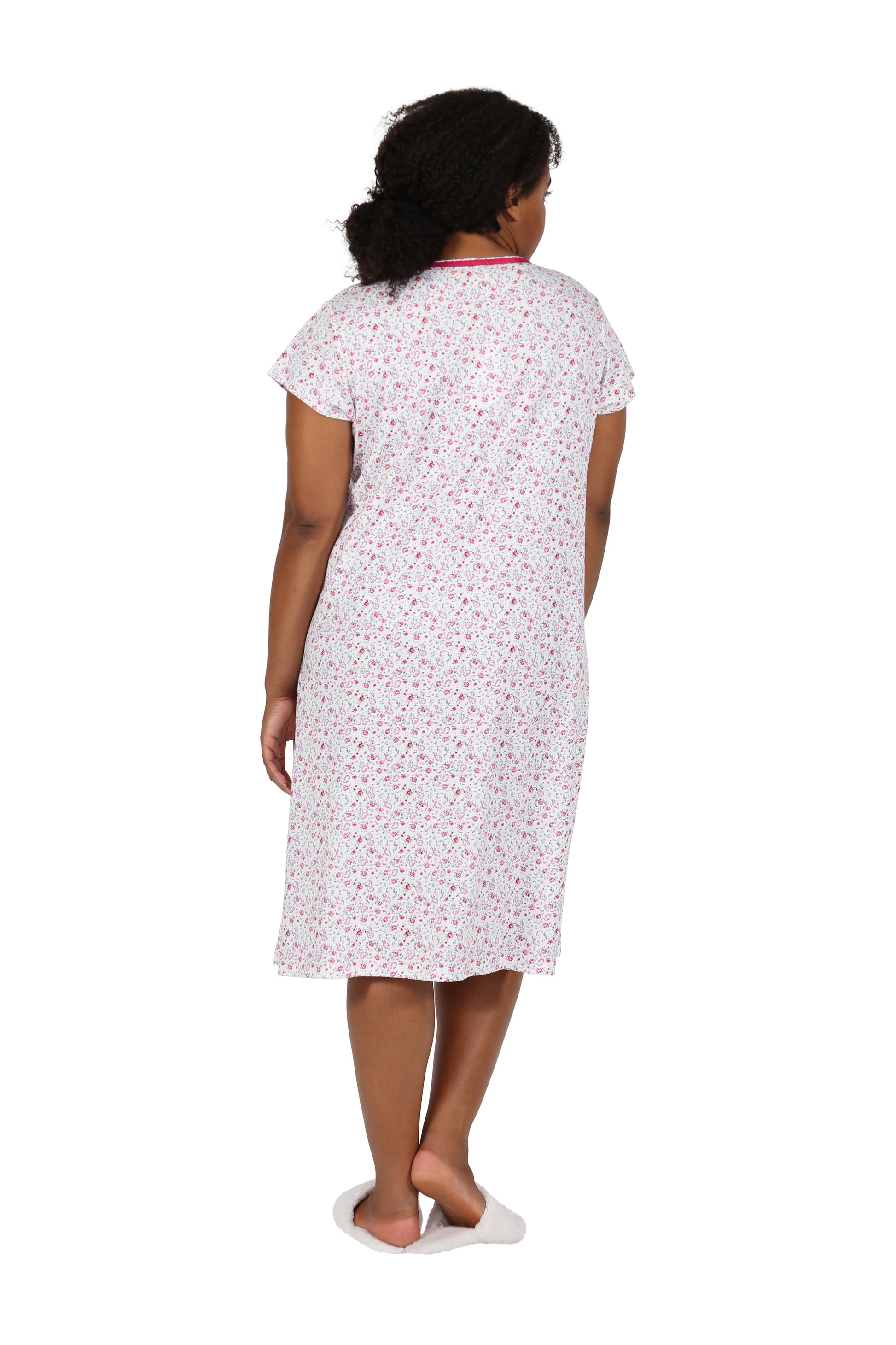 Plus Size Floral Knit Sleep Shirt - La Cera