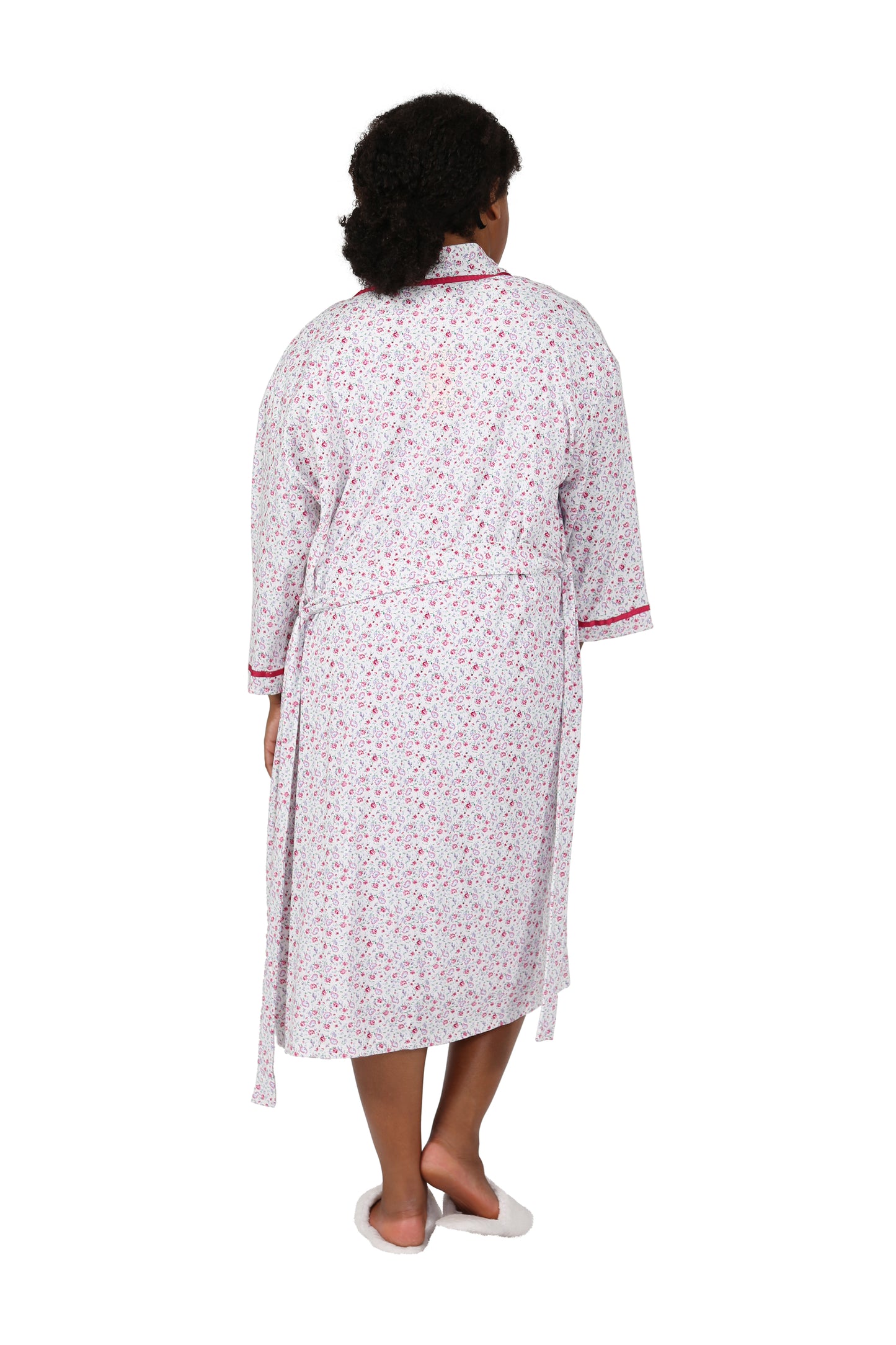 Bata de punto con estampado floral de talla grande