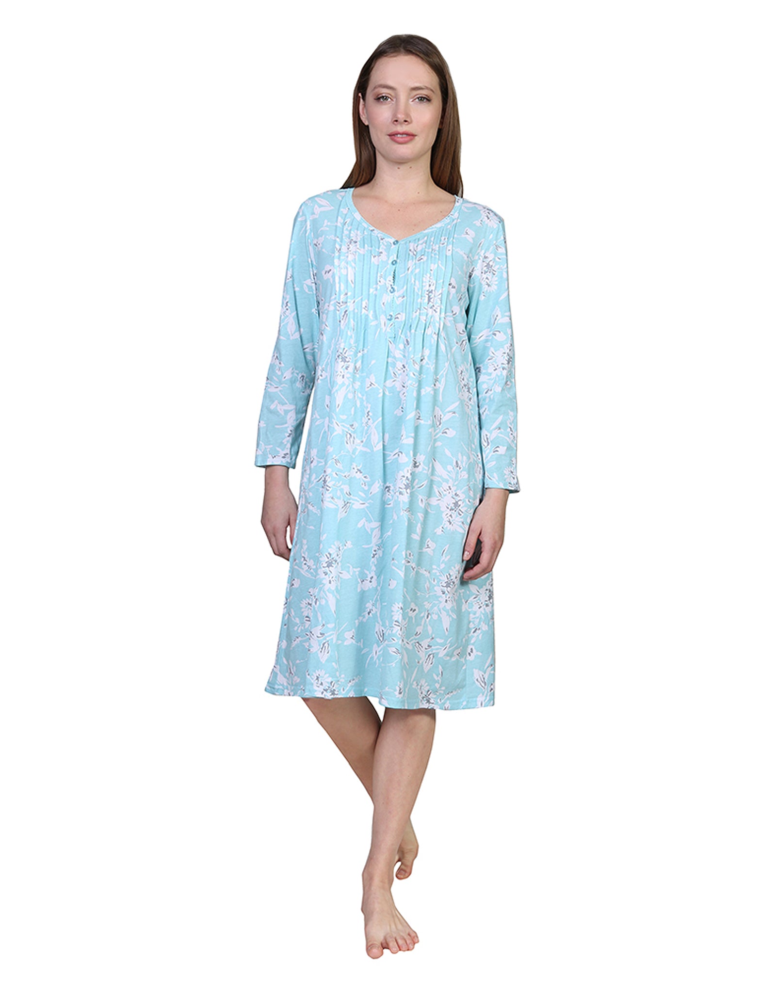 La Cera Floral Print Cotton Knit Gown – La Cera™
