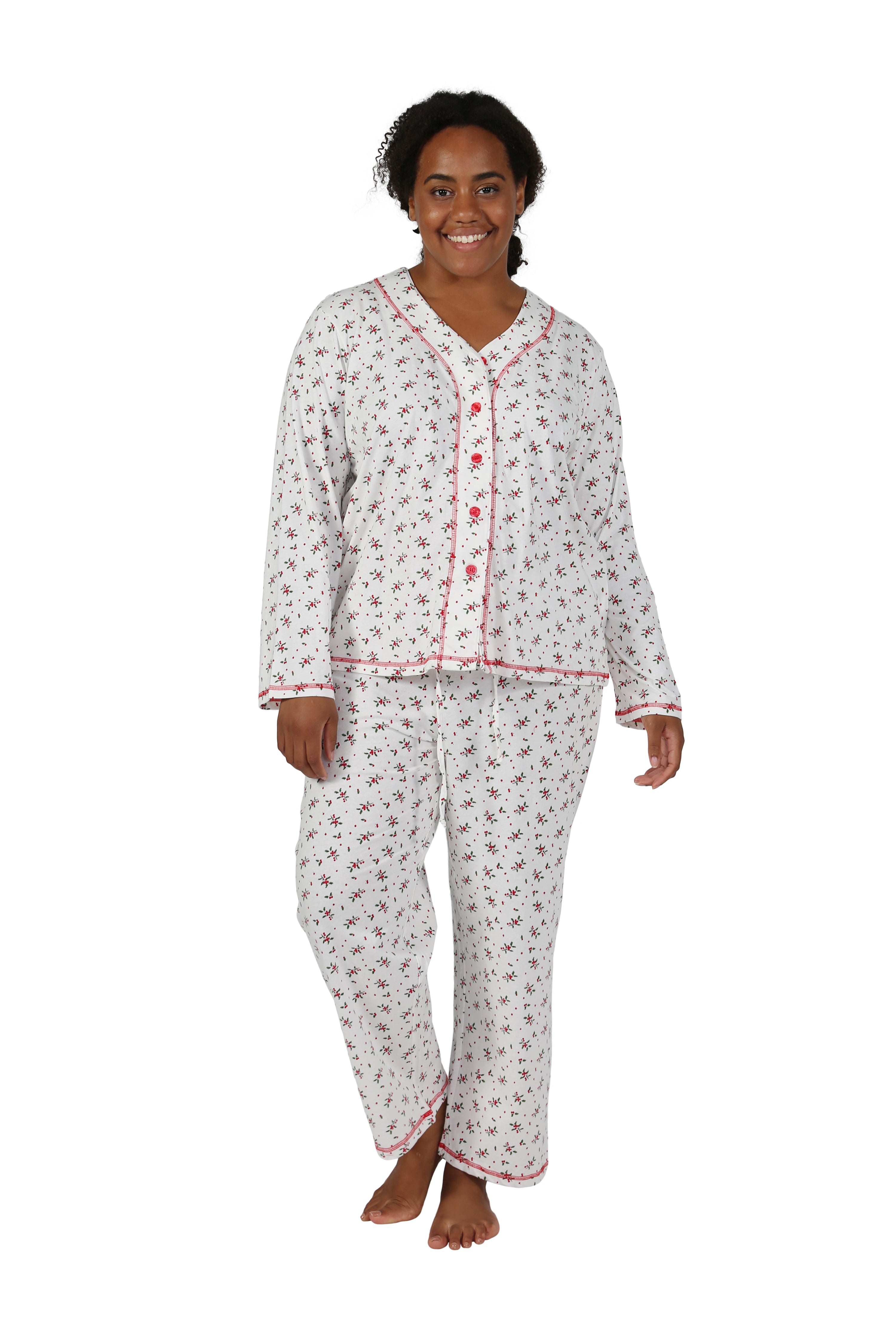 Long Sleeve Mistletoe Plus Size PJ Set - La Cera