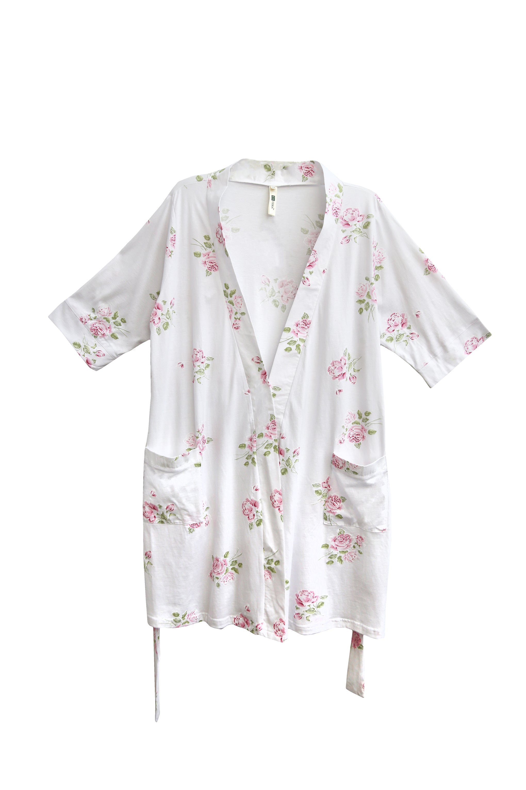 Floral Printed Cotton Knit Robe - Plus Size - La Cera