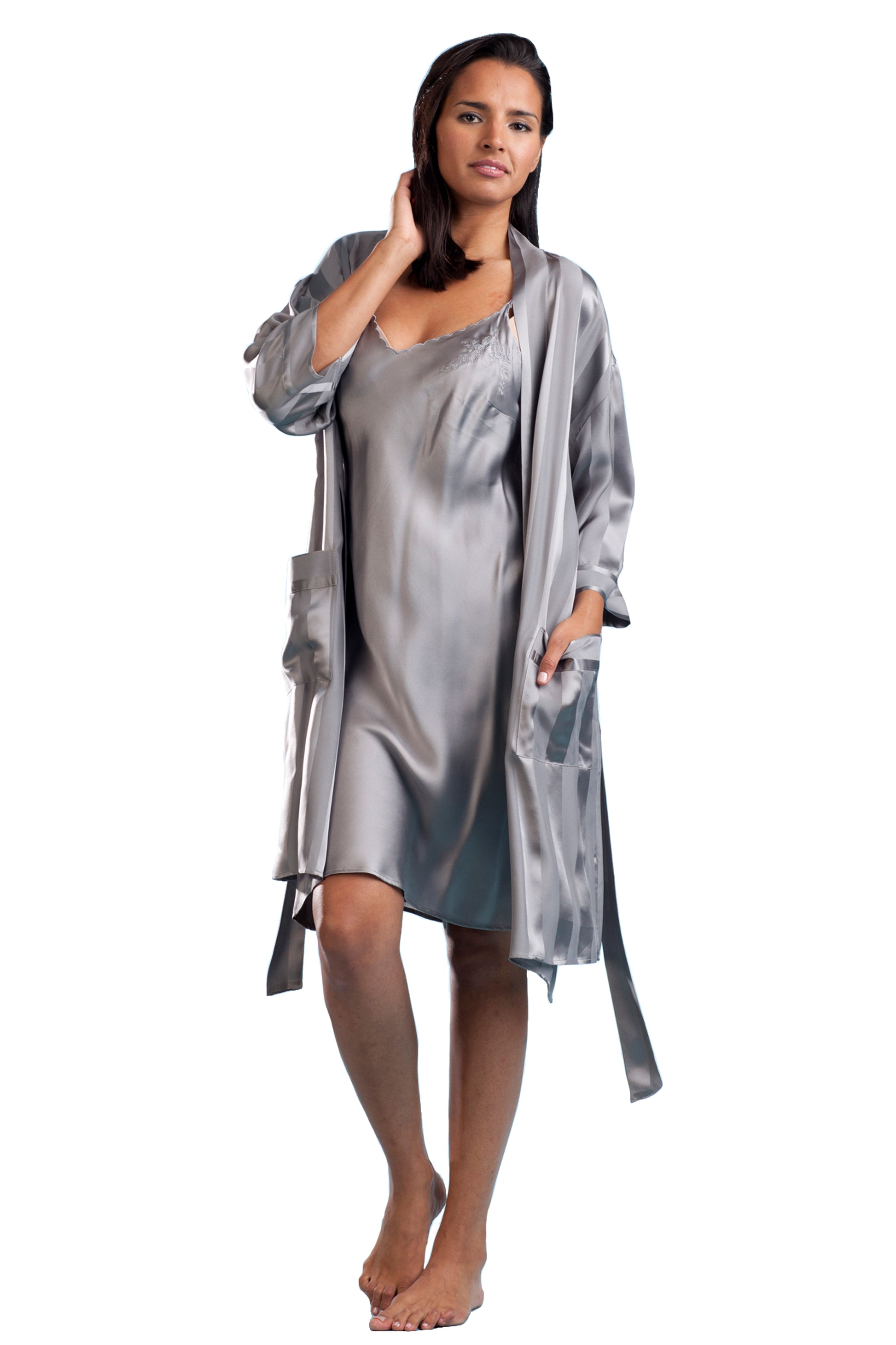 La Cera Short Silk Chemise - La Cera