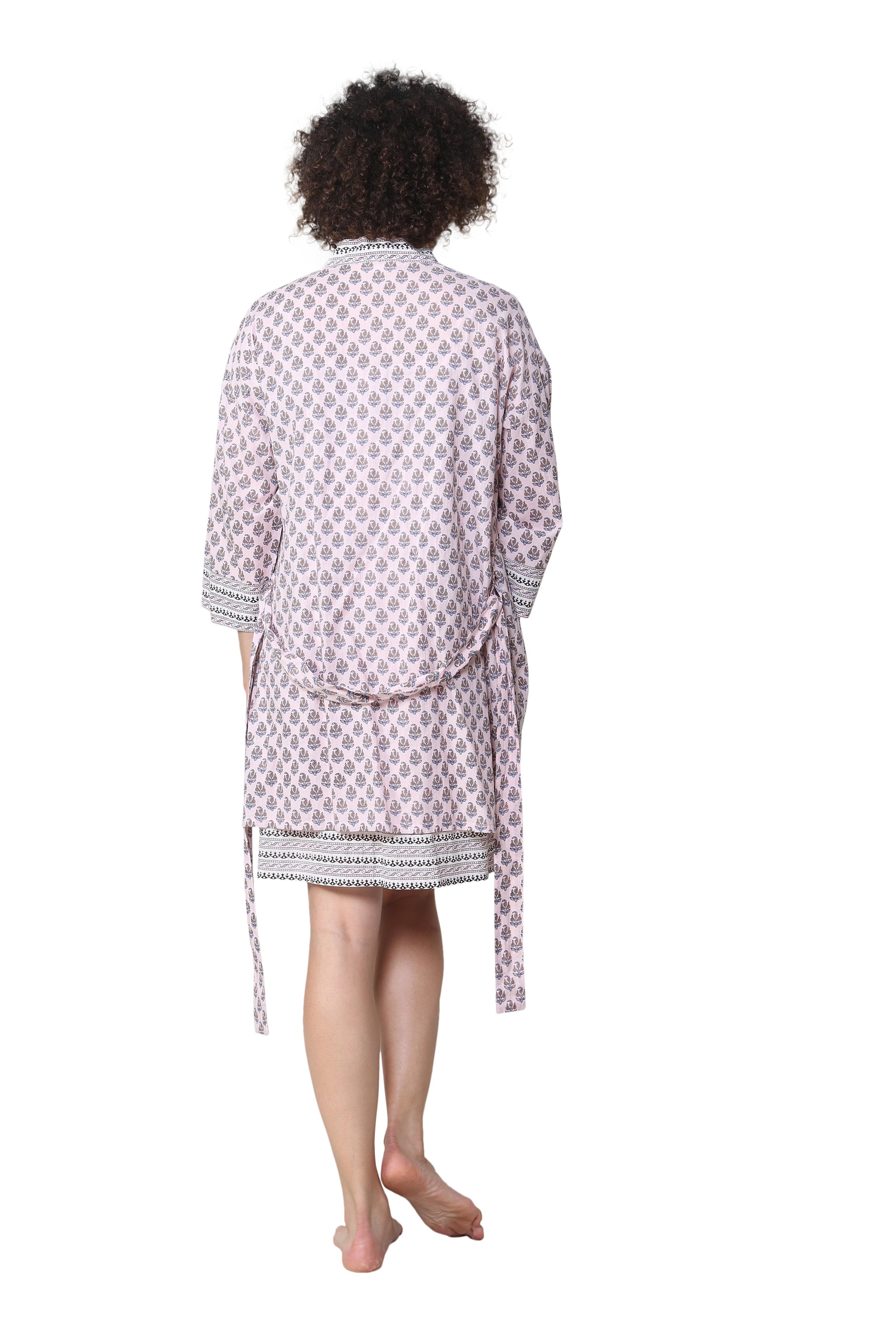 La Cera 100% Cotton Short Kimono Wrap - La Cera