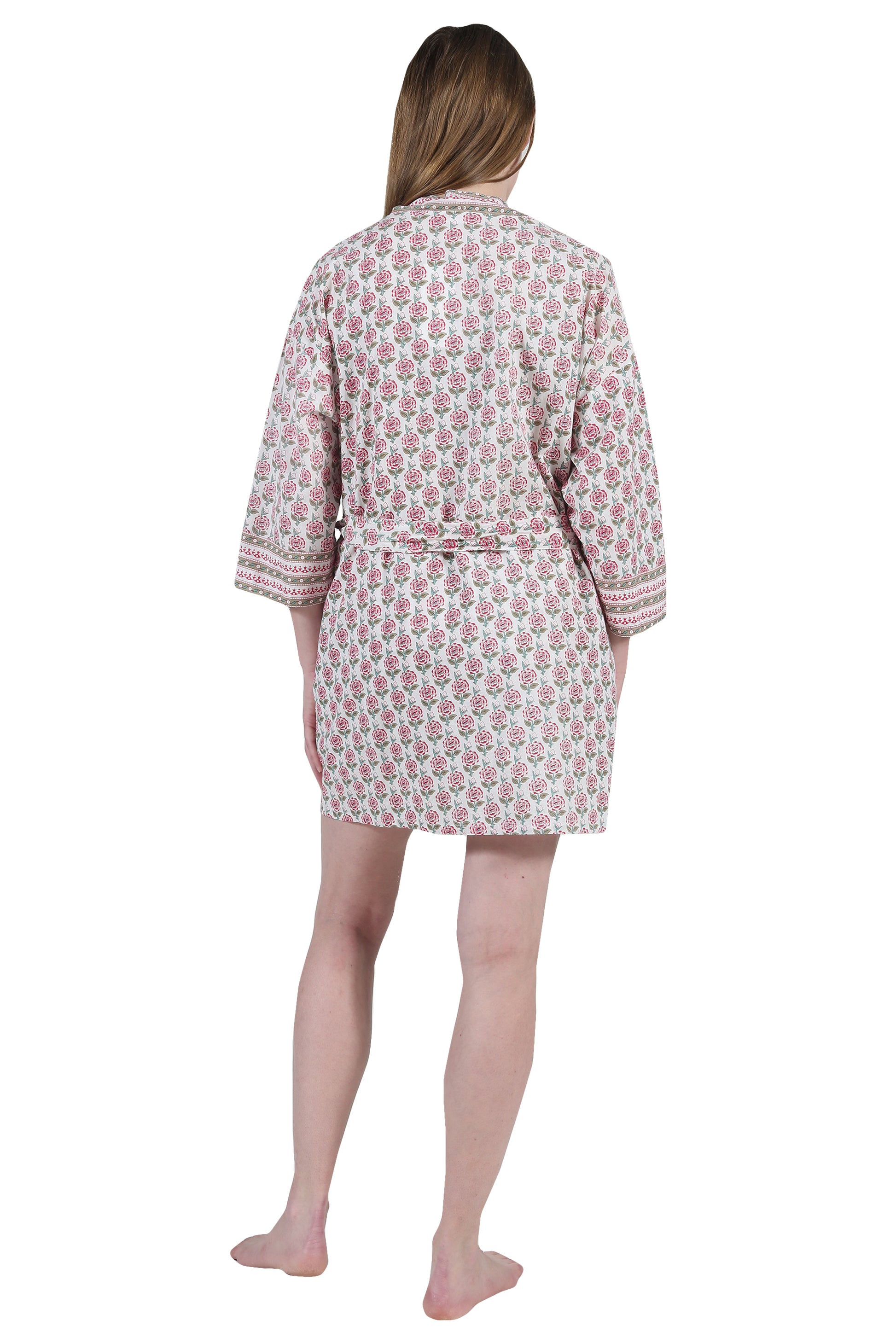 La Cera Short Cotton Wrap Robe - La Cera