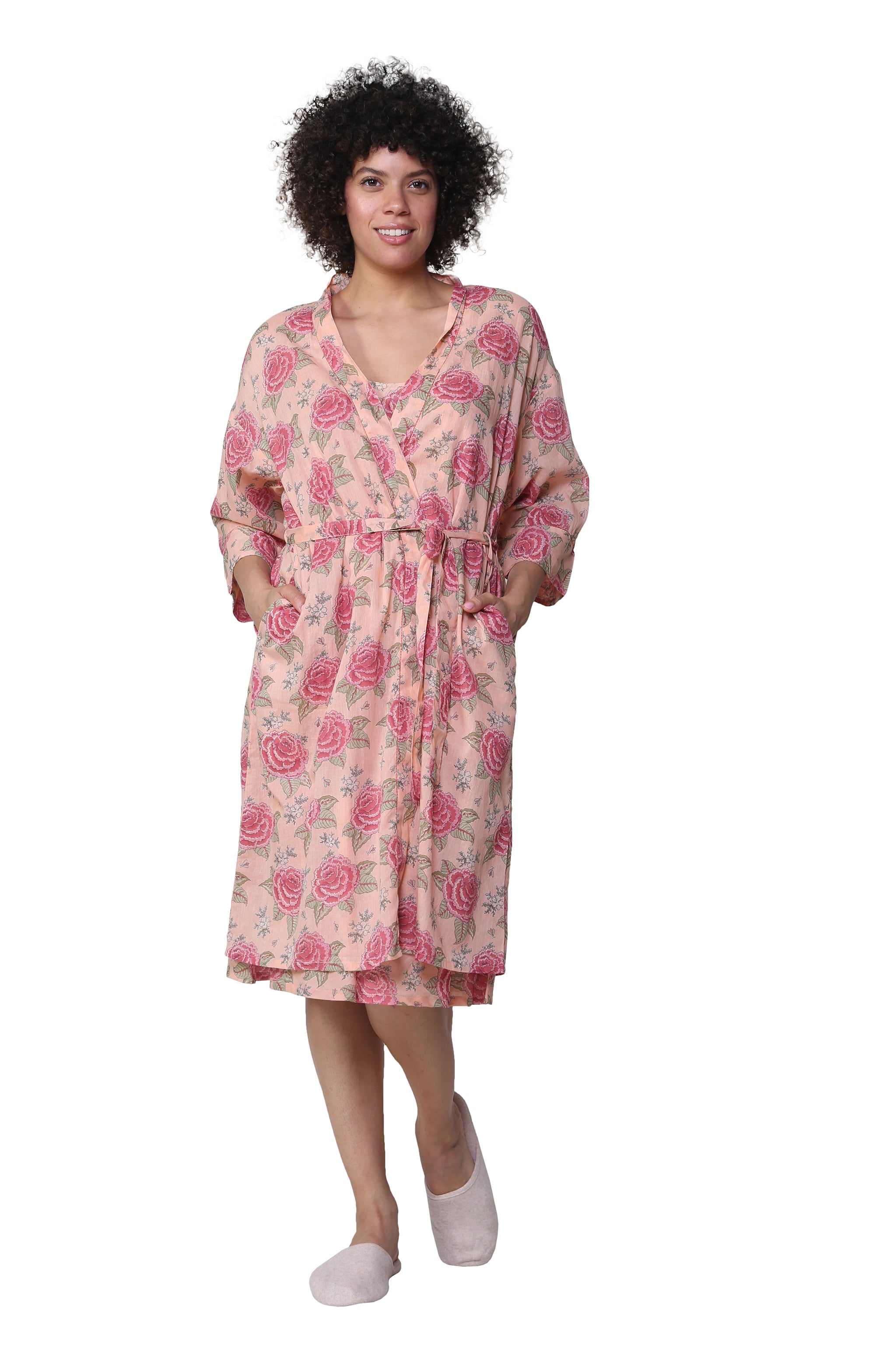 La Cera Cotton Wrap Robe - La Cera