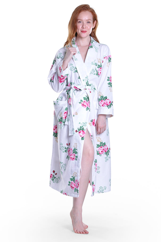 Flannel Floral Plus Size Robe - La Cera