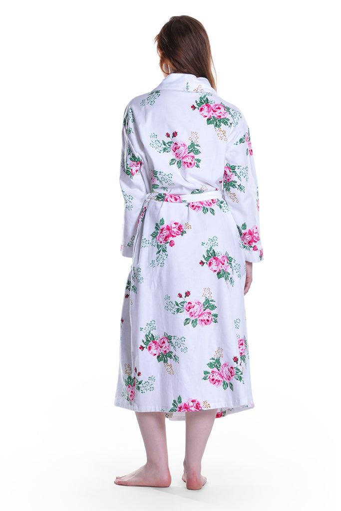 Flannel Floral Plus Size Robe - La Cera