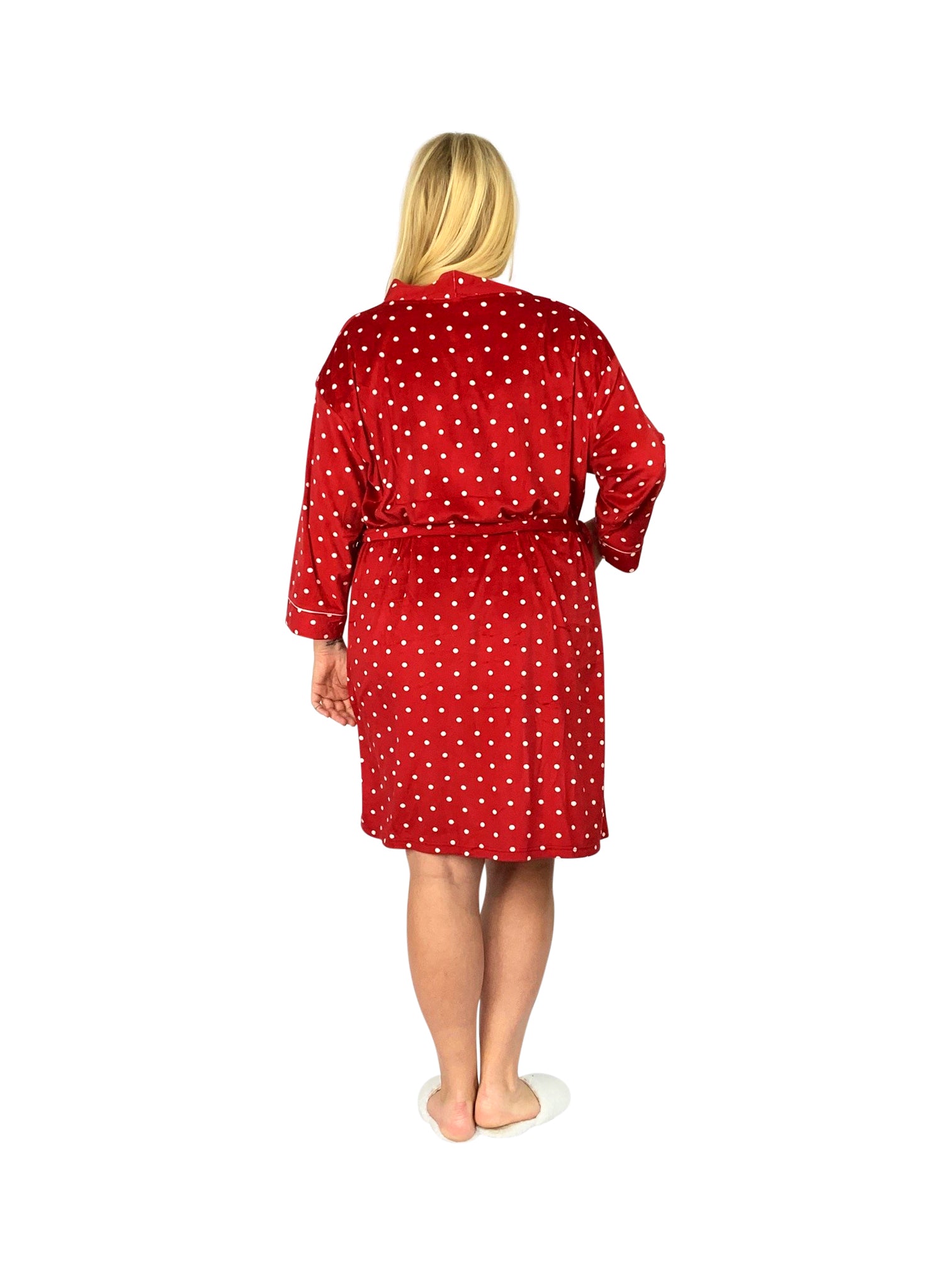 La Cera Plus Size Silky Sheered Minky Kimono Robe - La Cera