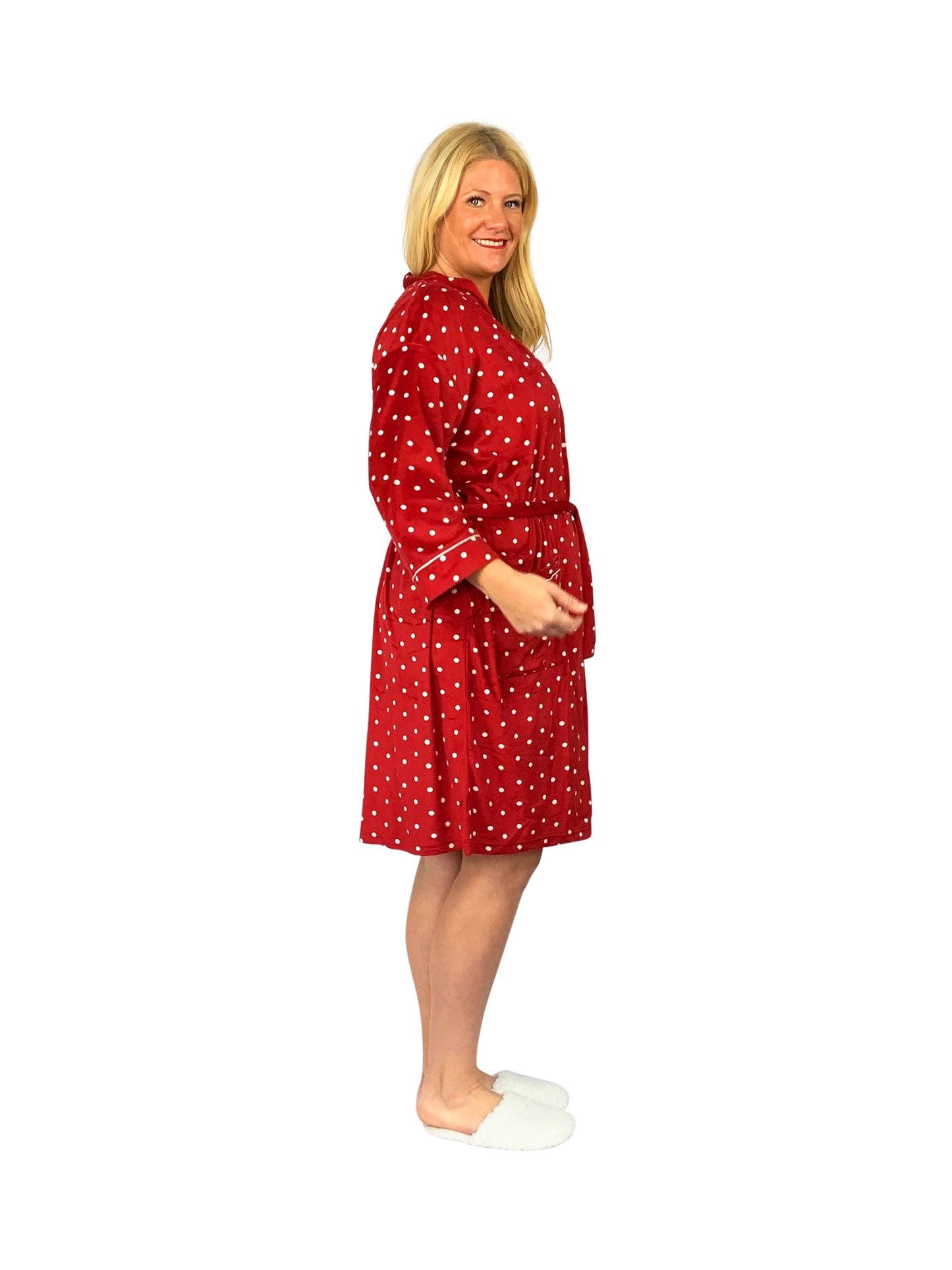 La Cera Plus Size Silky Sheered Minky Kimono Robe - La Cera