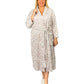La Cera Plus Size Silky Sheered Minky Wrap Robe