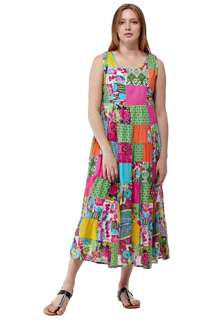 La Cera Multicolored Patchwork Dress - La Cera