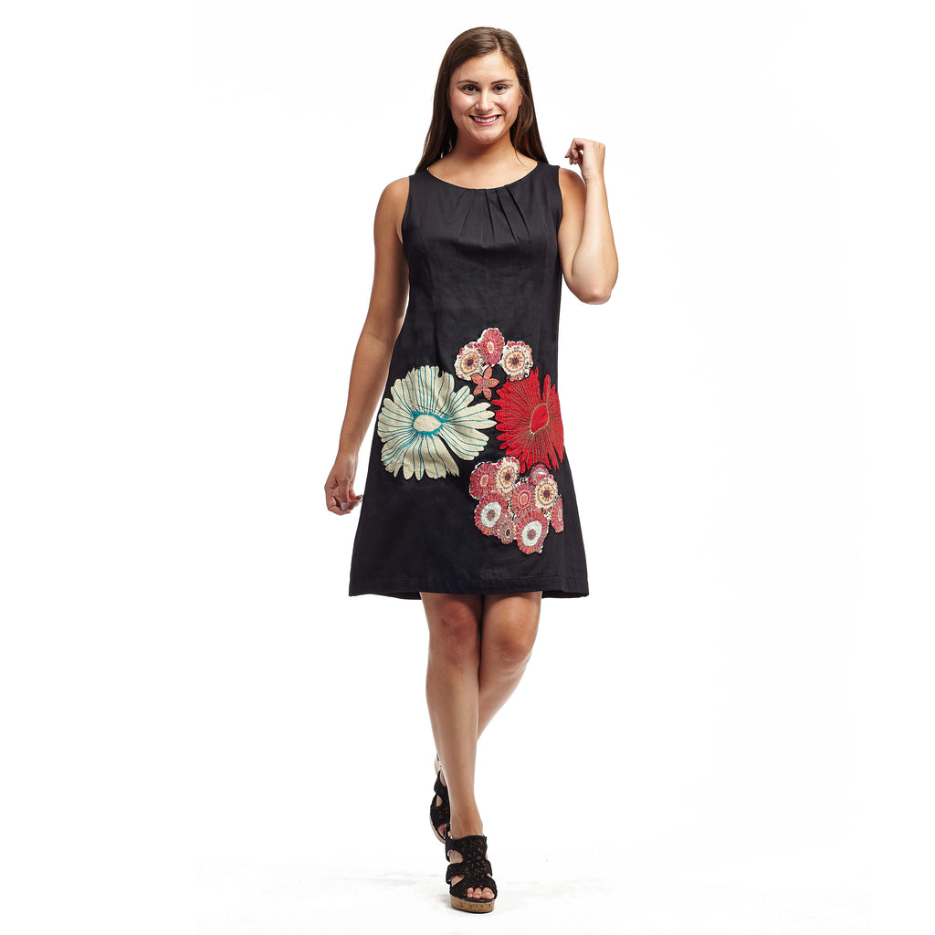 La Cera Sleeveless Short Cotton Voile Dress - La Cera