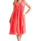 La Cera 100% Cotton Sleeveless Dress with Hem Embroidery - La Cera