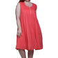 La Cera 100% Cotton Sleeveless Dress with Hem Embroidery - Plus Size