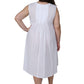 La Cera 100% Cotton Sleeveless Dress with Hem Embroidery - Plus Size