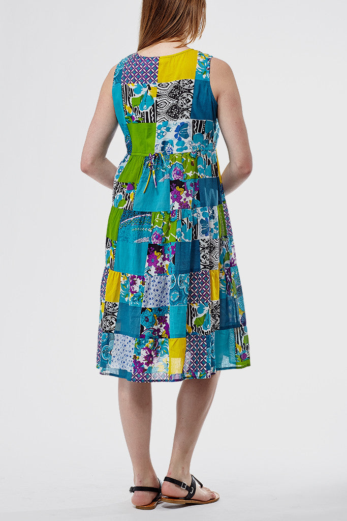 La Cera Short Multicolored Patchwork Dress - La Cera - 3