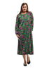 La Cera Floral Printed A-Line Cotton Knit Dress - La Cera