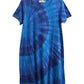 La Cera Cotton Knit Short Sleeve Denim Blue Tie-Dye Dress - Plus Size - La Cera